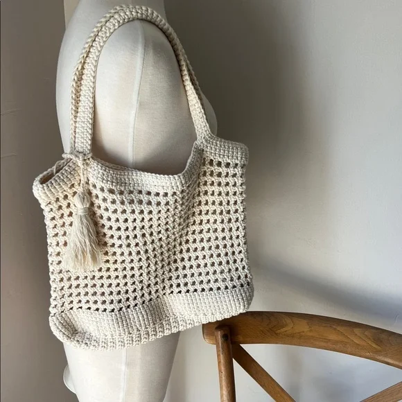 Handmade Crochet Cotton Tote - Picture 2 of 5